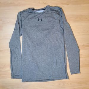Under Armour Shirt Mens Small Gray Long Sleeve Compression Heatgear Gym Active